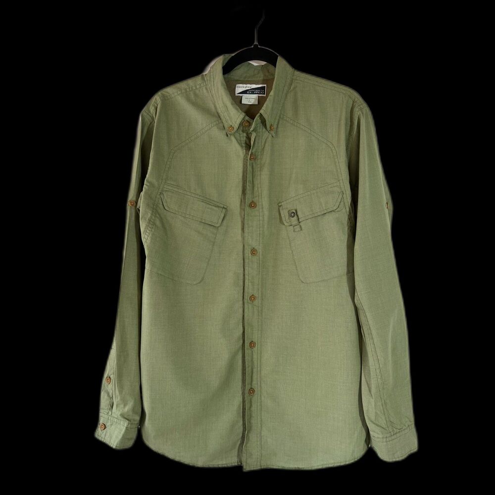ExOfficio Bugs Away Long Sleeve Olive Shirt Sz L Hiking Fishing Walking